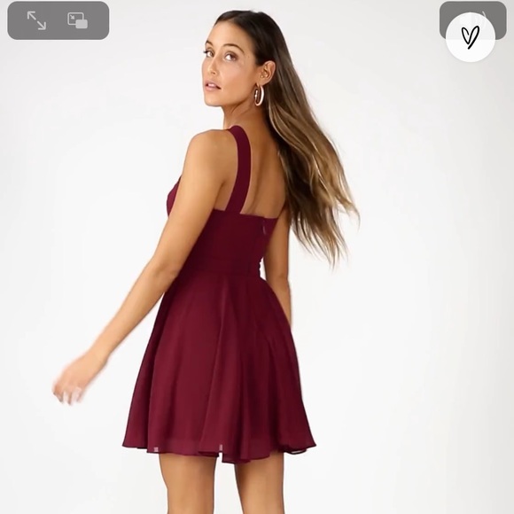 Lulu’s Forevermore Burgundy Skater Dress - Picture 2 of 2